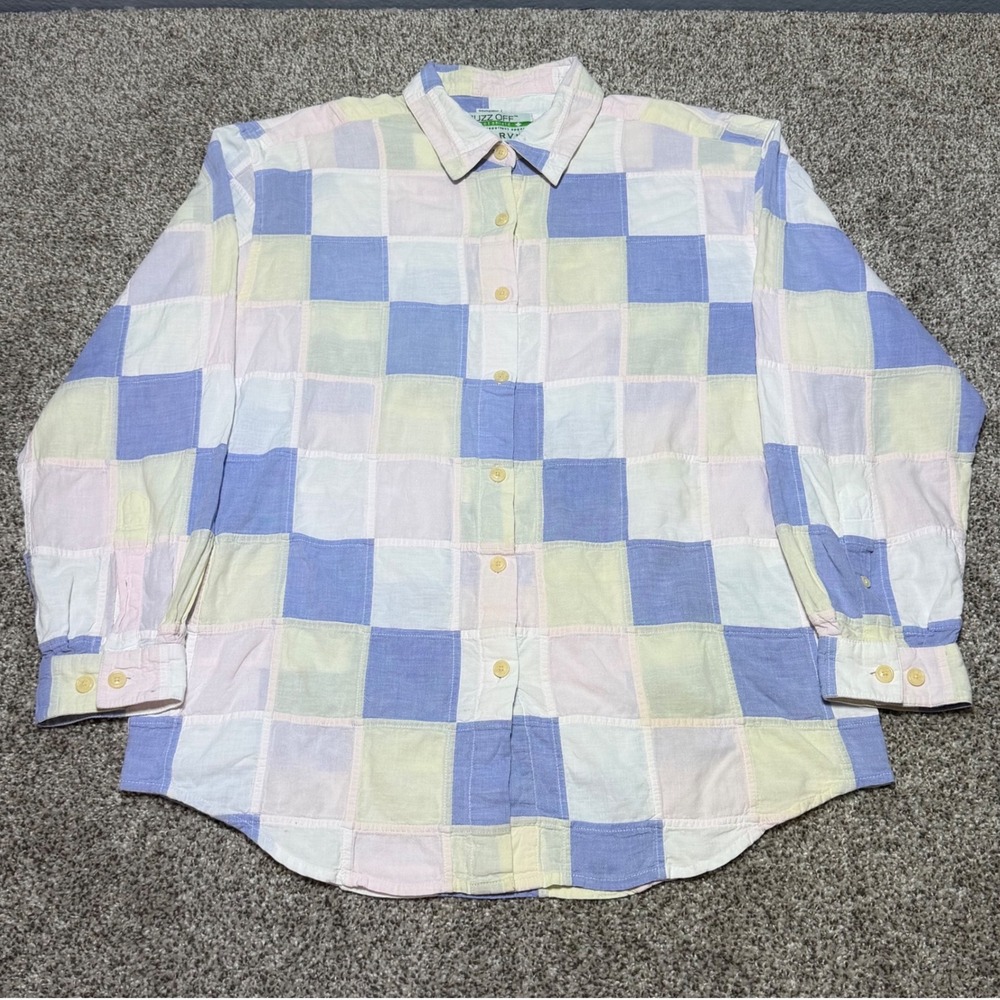 Orvis Patchwork Button Down Long Sleeve Buzz Off Insect Shield Outdoor Men M